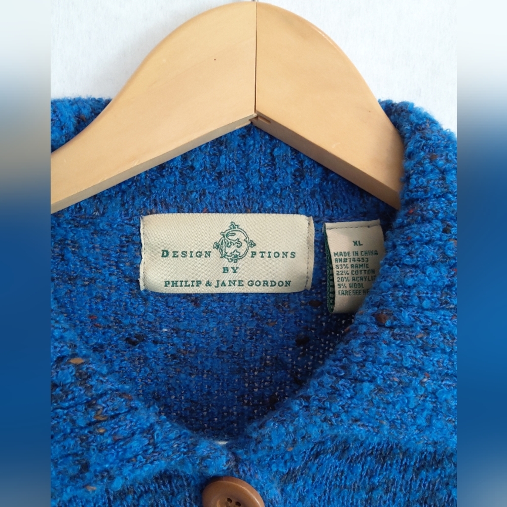 Design Options by Philip& Jane Gordon blue vintage sweater cardigan dogs puppies - Picture 2 of 13